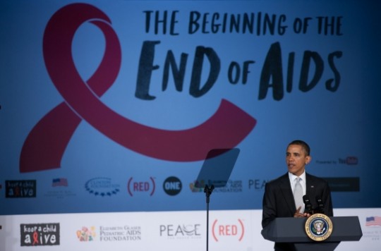 President Barack Obama delivers remarks on World Aid's Day event at George Washington University in Washington, Dec. 1, 2011. (Official White House Photo by Lawrence Jackson)