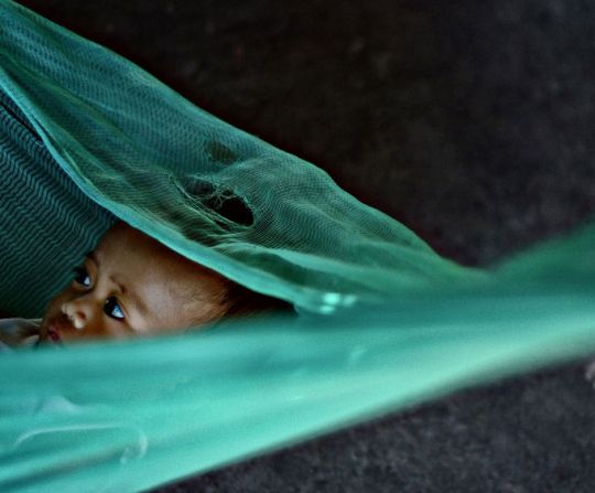 A child rests inside one of the evacuation sites in Datu Piang, Maguindanao in the Philippines