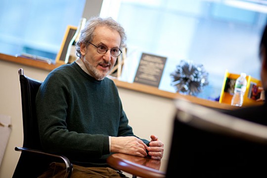 New research, led by Wyss Institute founding director Donald Ingber (pictured), uses nanoparticles that can be programmed to deliver drug or stem cell therapies to specific disease sites. This is considered an excellent alternative to systemic treatments because improved responses can be obtained with significantly lower therapeutic doses and hence, fewer side effects. The research was co-led by Kaustabh Ghosh, a former postdoctoral fellow at Harvard-affiliated Children’s Hospital Boston./ File photo by Rose Lincoln/Harvard Staff Photographer 