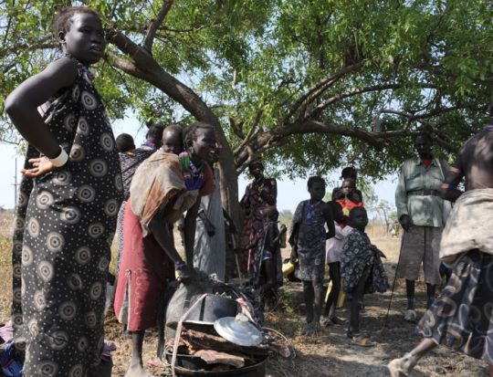 Internally displaced persons (IDPs) preparing a meal in South Sudan. Photo: UNMISS/Gideon Pibor