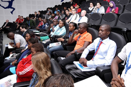 Programme participants attend the opening session in Doha. Photo: UNOSDP