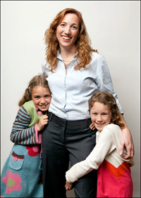 Christine Carter, PhD, with her two daughters, Fiona and Molly. Photo by Stephen Blake Farrington