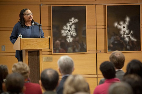 As part of the keynote address delivered at MIT’s Institute Diversity Summit, Harvard College Dean Evelynn M. Hammonds said that "barriers within science have persisted for minority women even as they changed for white women and minority men."/Jon Chase/Harvard Staff Photographer