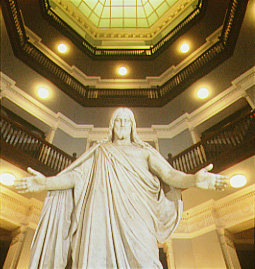 Statue of Christus Consolator, the gift of William Wallace Spence of Baltimore, is unveiled in the rotunda of hospital by Emily Riggs
